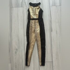 Girls dance costume
Black and gold jumpsuit 
Size child small